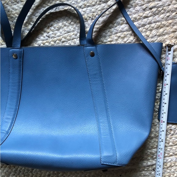 Zara reversible oversized tote bag blue / silver grey with pouch - Picture 4 of 11